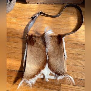 Springbok antelope cross body messenger bag genuine hide and leather